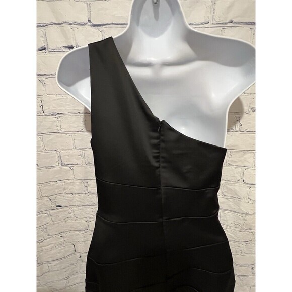 NWT David’s Bridal Black Slim One Shoulder Cocktail Evening Dress Size 2 - Picture 7 of 11
